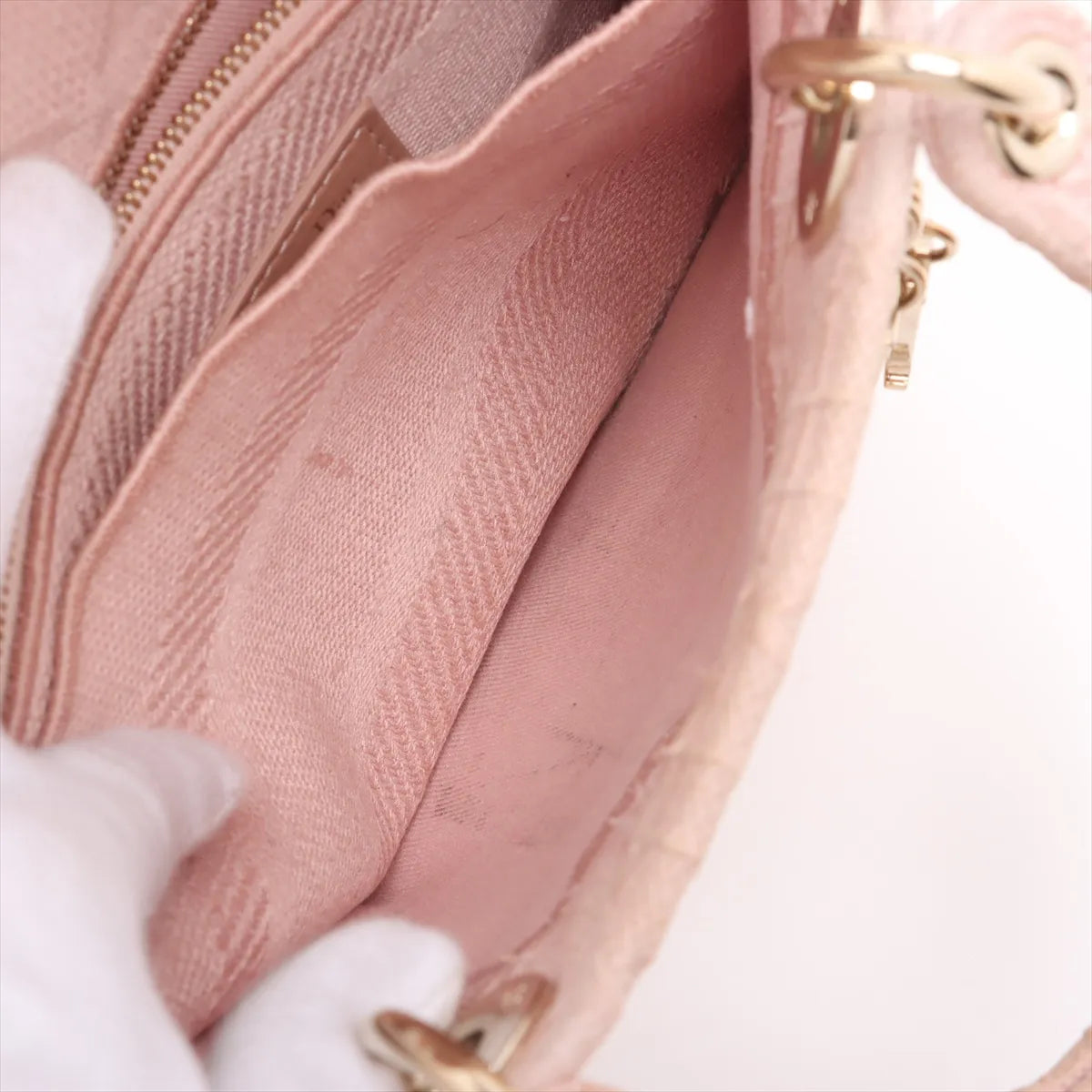 Christian Dior Lady D Lite Medium Canvas Two-Way Handbag Dusty Pink