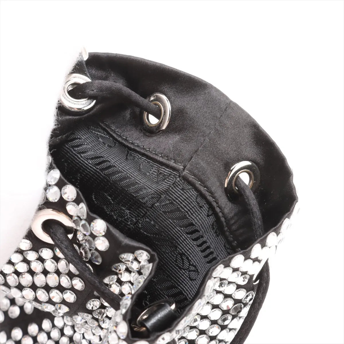 Prada Crystal Rhinestone x Satin Chain Bucket Shoulder Bag