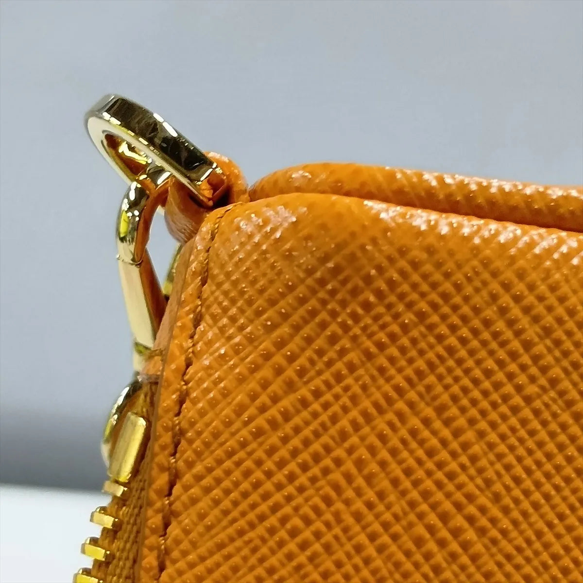 Prada Saffiano Leather Chain Shoulder Bag Orange