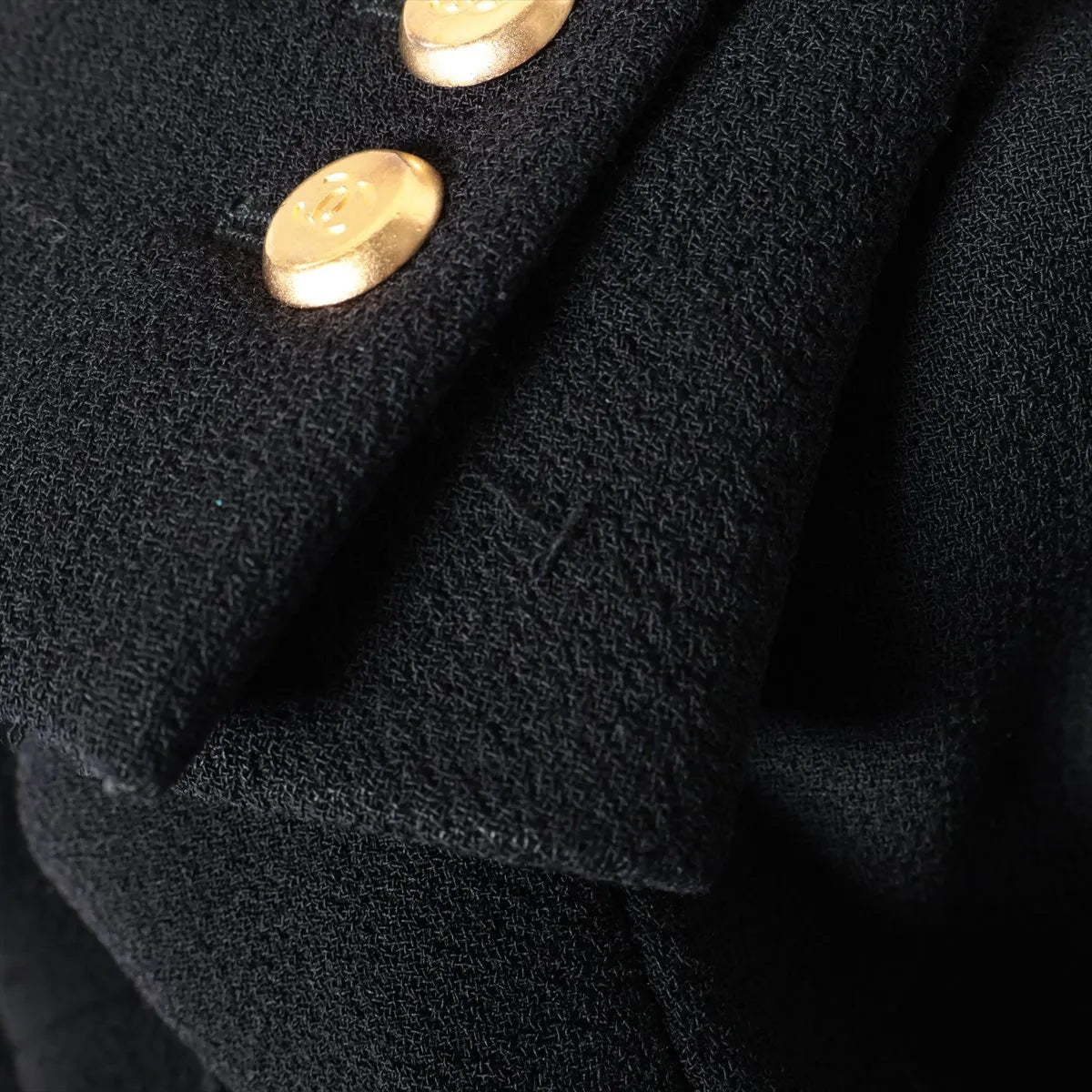 Chanel CC Logo Wool Jacket Coat Black