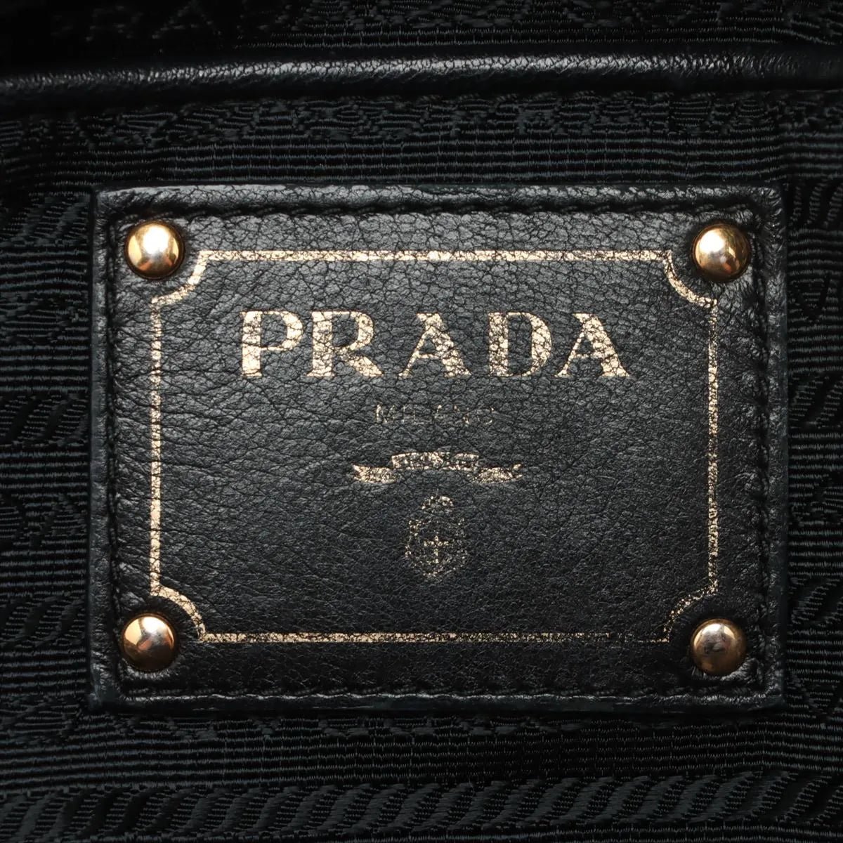 Prada Tessuto Gaufre Nylon Leather Two-Way Handbag Black