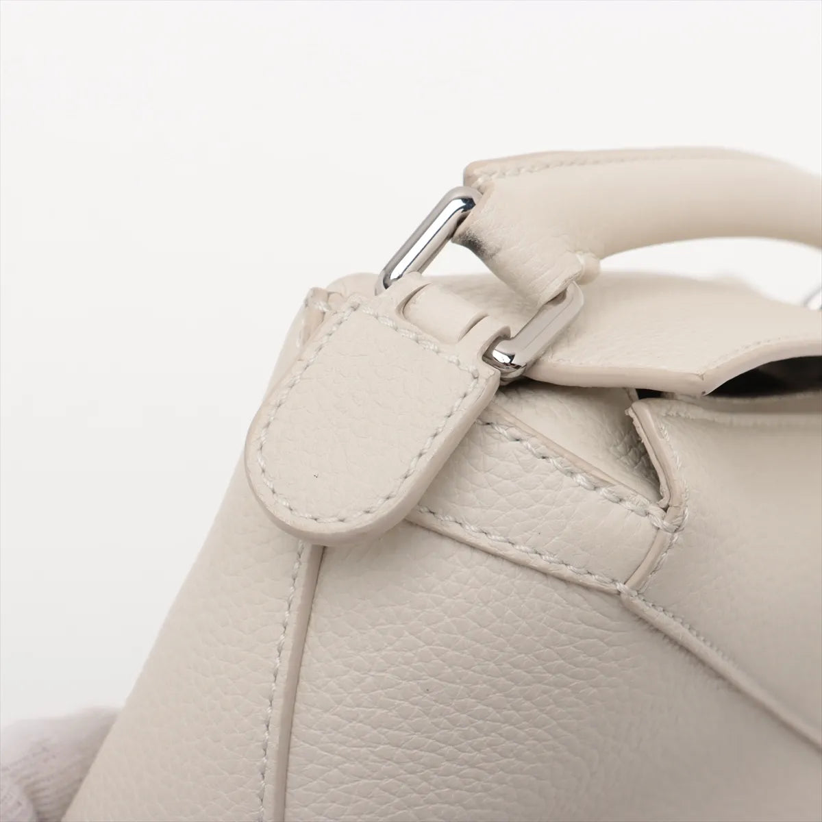 Loewe Mini Puzzle Leather Shoulder Bag White