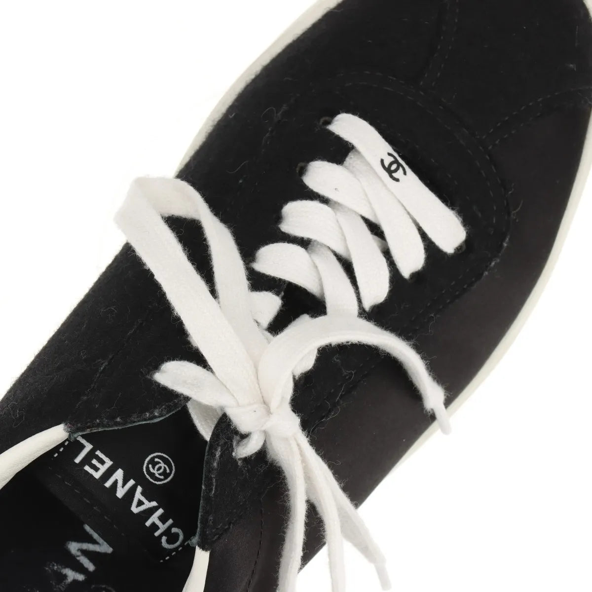 Chanel CC Logo Satin Sneakers Black