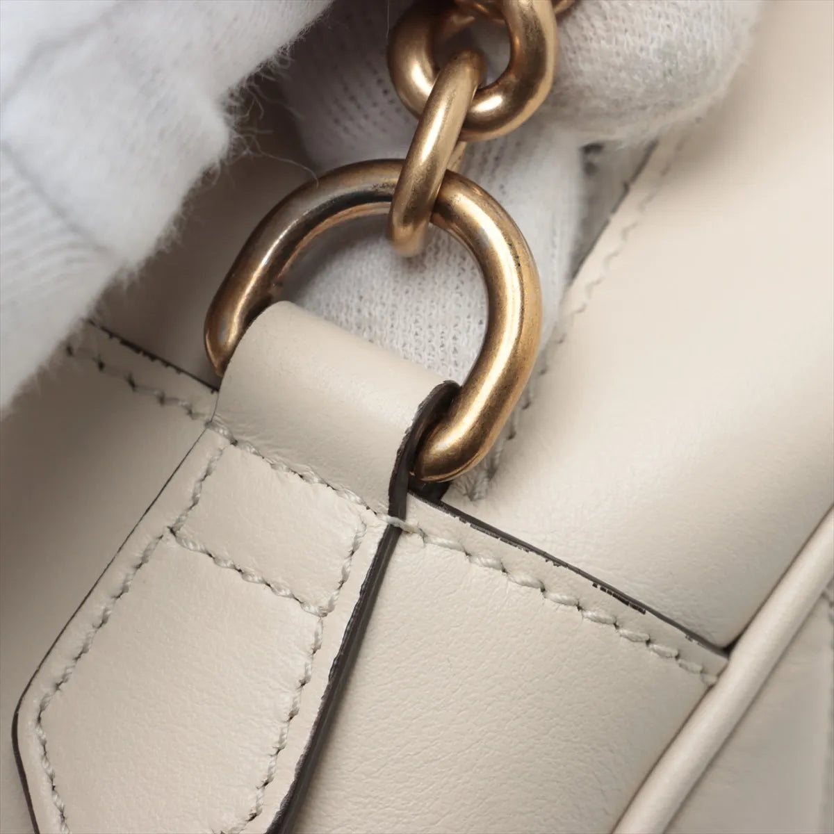 Gucci GG Marmont Leather Chain Shoulder Bag White