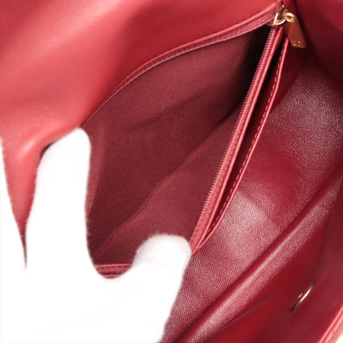 Chanel CC Logo V Stitch Lambskin Two-Way Shoulder Bag Red