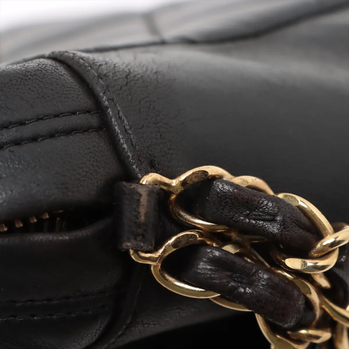 Chanel CC Logo Matelasse Lambskin Chain Shoulder Bag Black