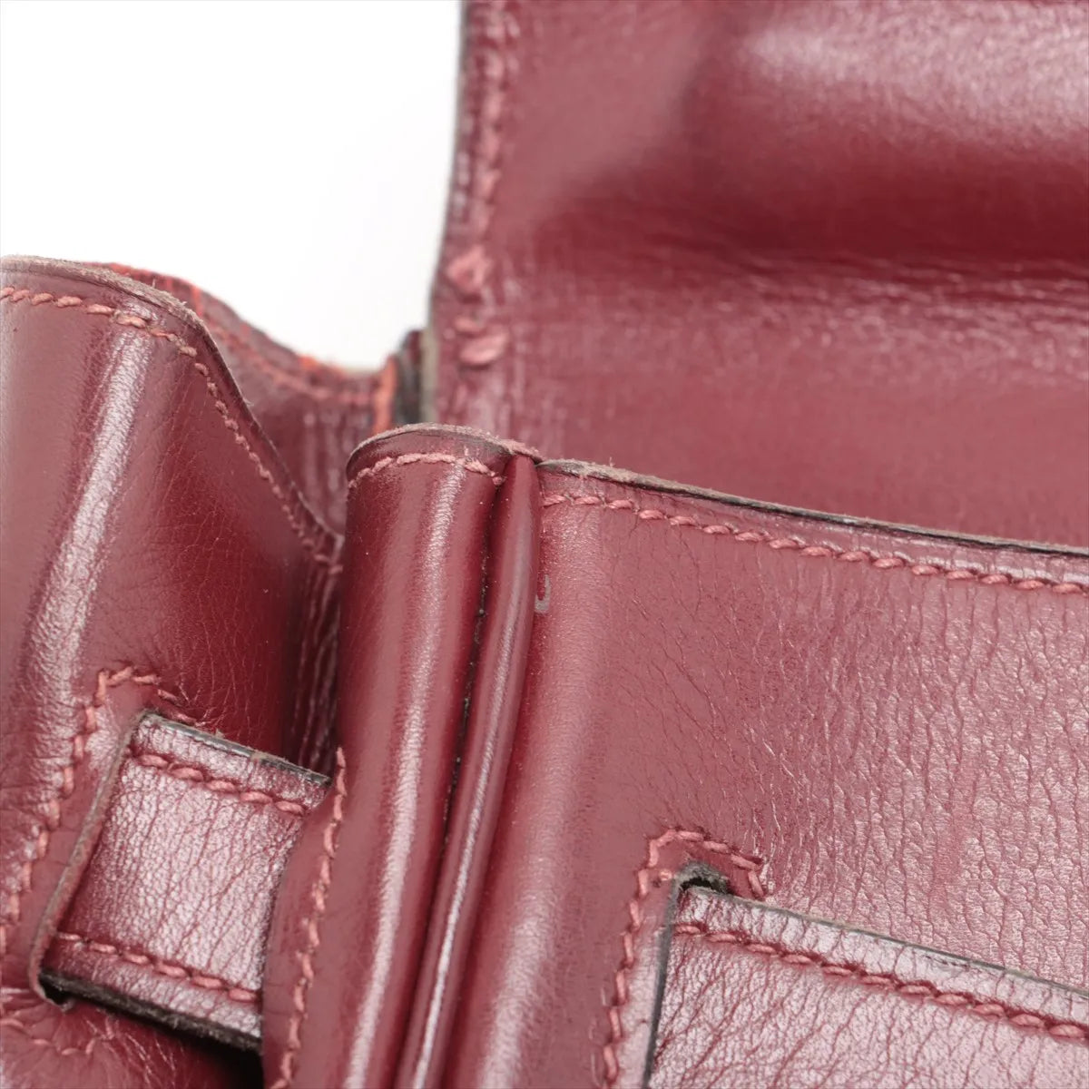 Hermes Kelly 35 Le Tournay Leather Handbag Rouge H