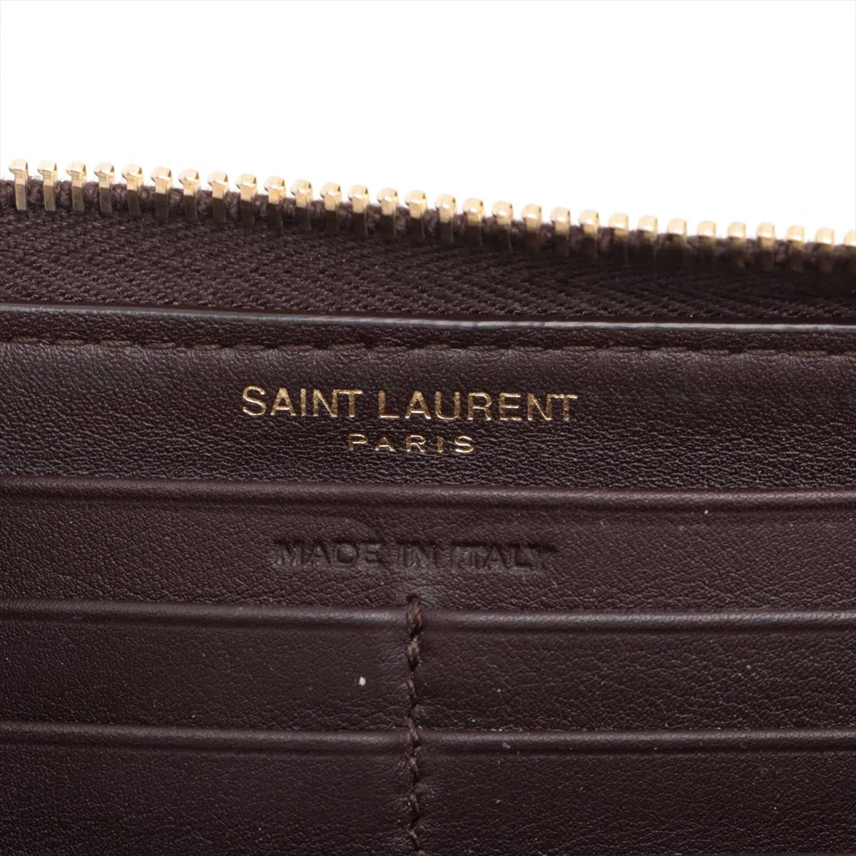 Saint Laurent Paris YSL Leather Zippy Wallet Brown