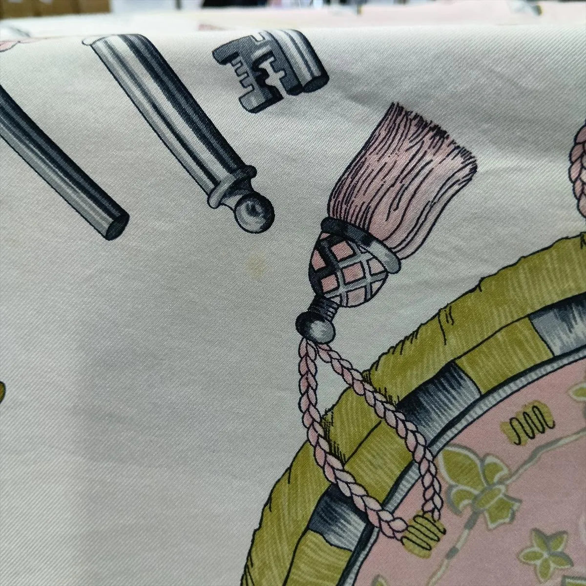 Hermes Carre 90 Les Cles Keys Silk Scarf Pink