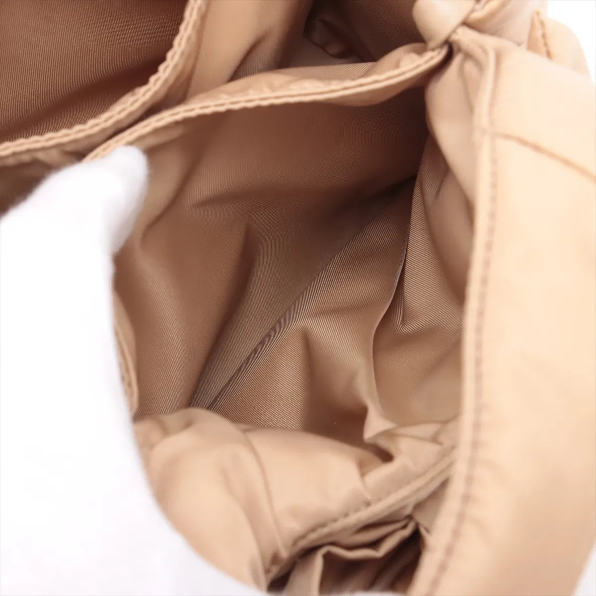 Prada Ribbon Nappa Padded Nylon Two-Way Handbag Beige
