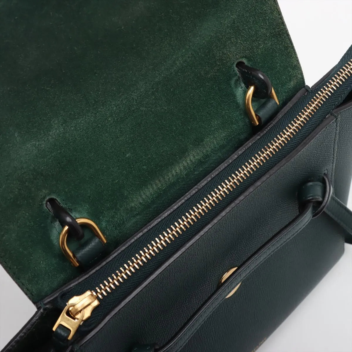 Celine Belt Nano Leather Two-Way Handbag Green