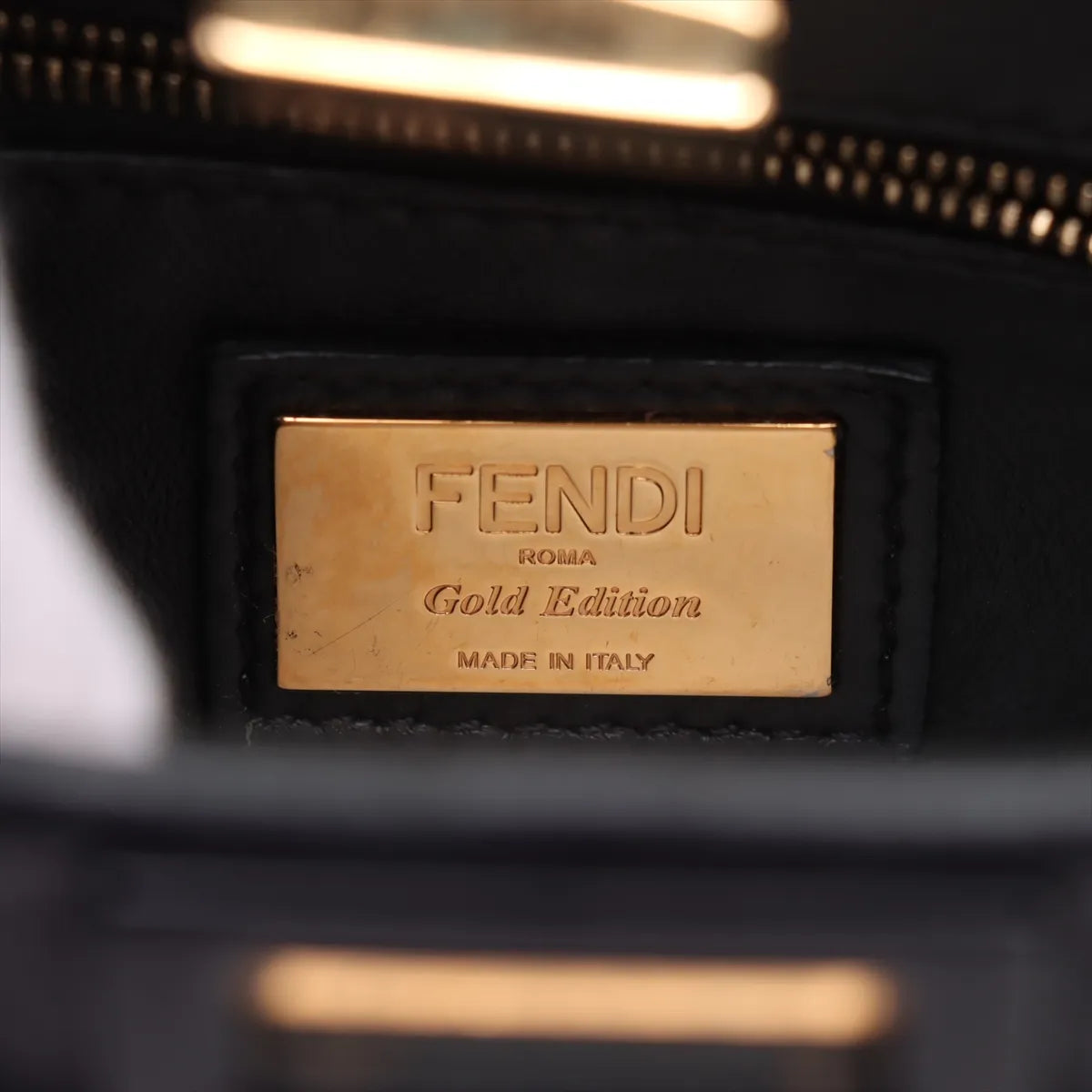 Fendi Mini Peek-a-boo Studded Leather Two-Way Shoulder Bag Black