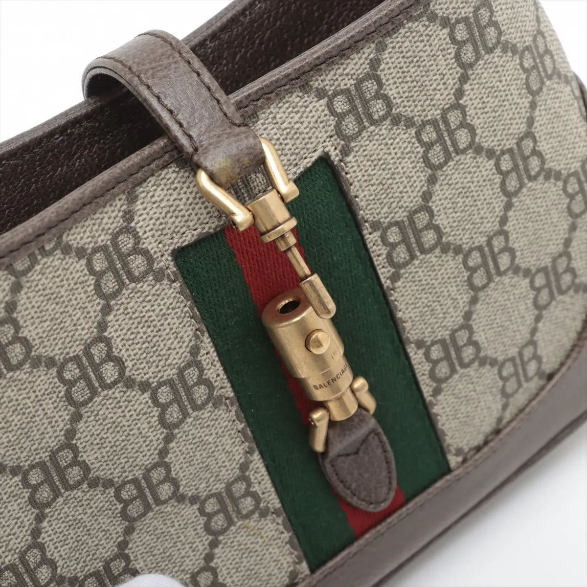 Gucci x Balenciaga Jackie Leather Shoulder Bag Greige