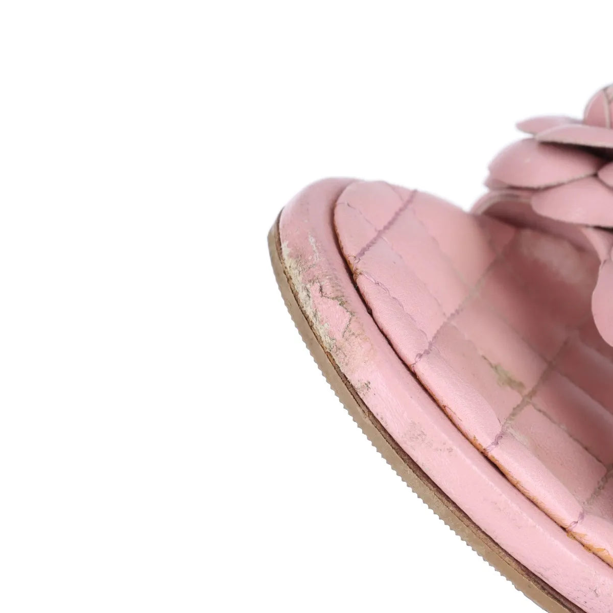 Chanel Camelia Two Strap Leather Sandal Pink
