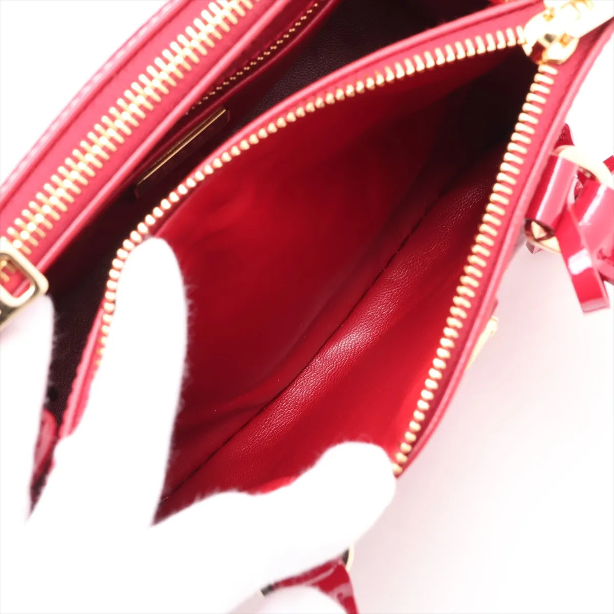 Prada Patent Leather Two-Way Handbag Red