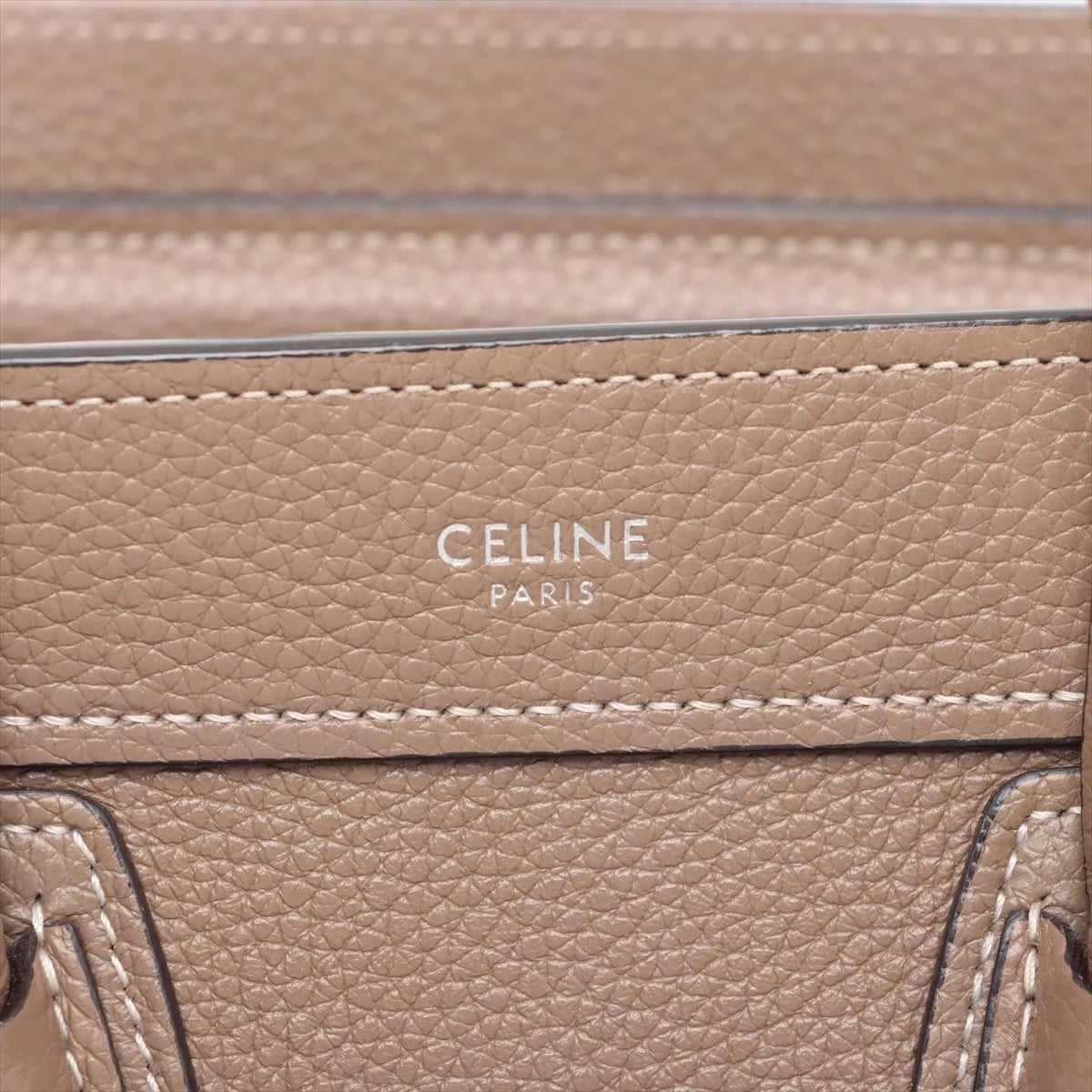 Celine Luggage Micro Leather Shopper Handbag Greige with Strap