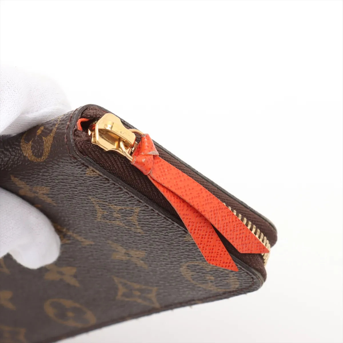 Louis Vuitton Monogram Clemence Wallet Brown x Orange