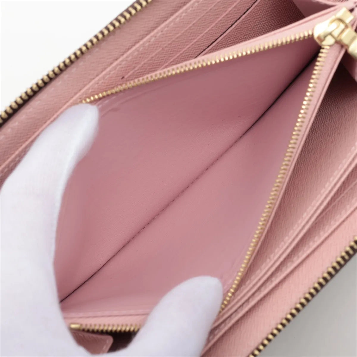 Louis Vuitton Damier Ebene Zippy Wallet Rose Ballerine