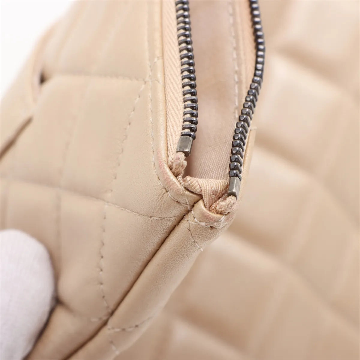 Chanel CC Logo Matelasse Lambskin Clutch Bag Beige