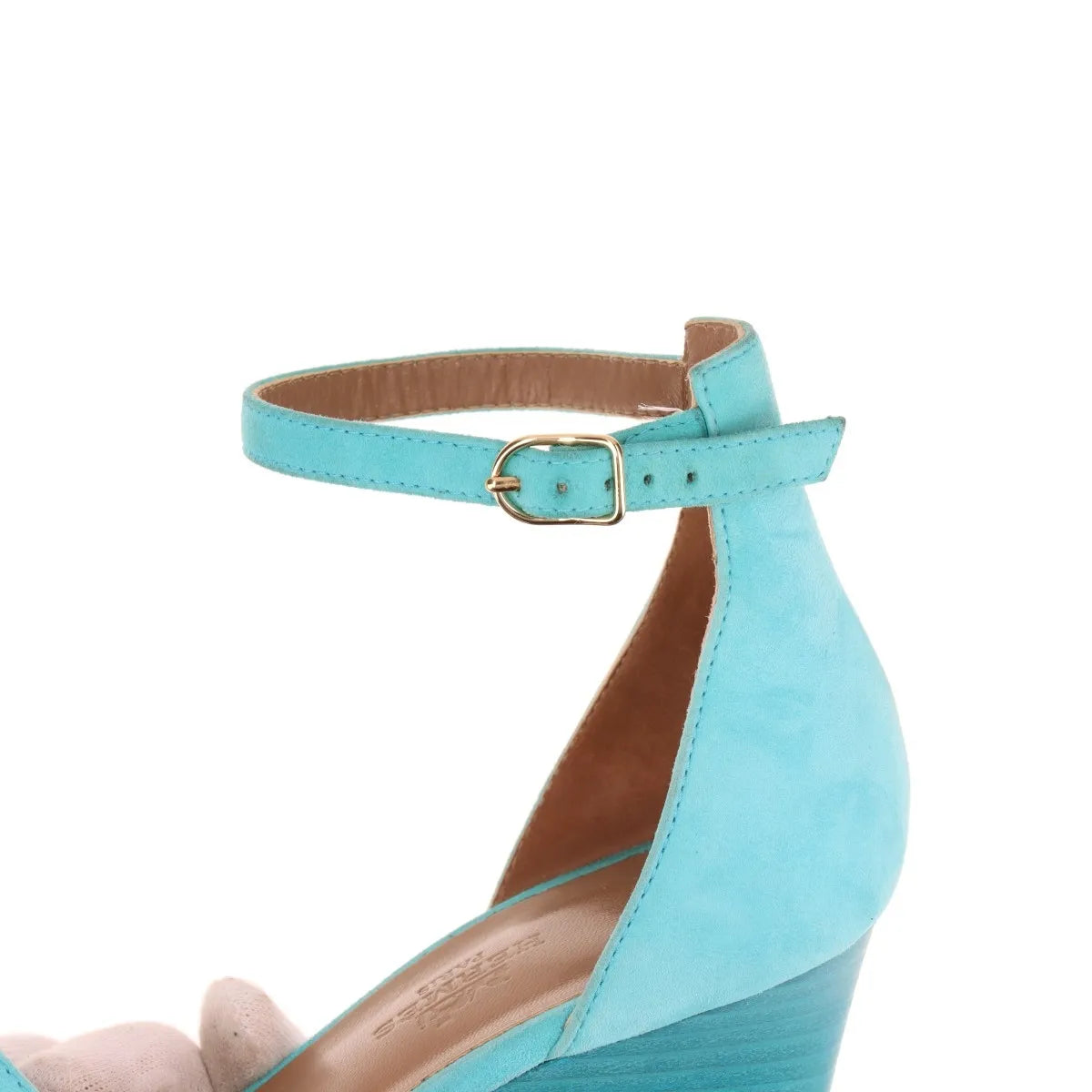 Hermès Legend Suede Wedge Sandal Tiffany Blue