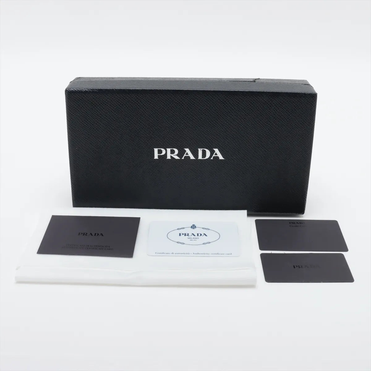 Prada Saffiano Fiocco Leather Zippy Wallet Black