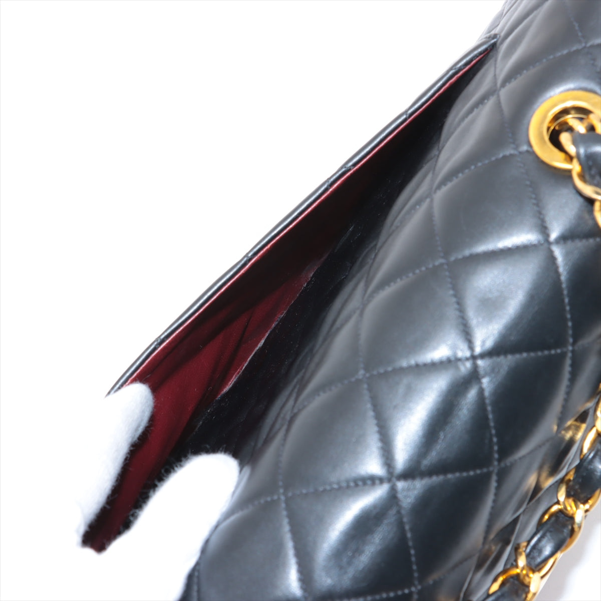 Chanel CC Logo Matelasse 34 Maxi Lambskin Single Flap Double Chain Shoulder Bag Black * PREDORDER *