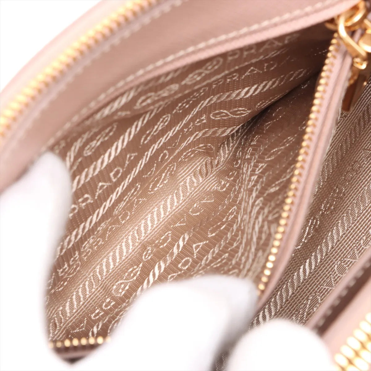 Prada Galleria Mini Saffiano Leather Two-Way Handbag Beige
