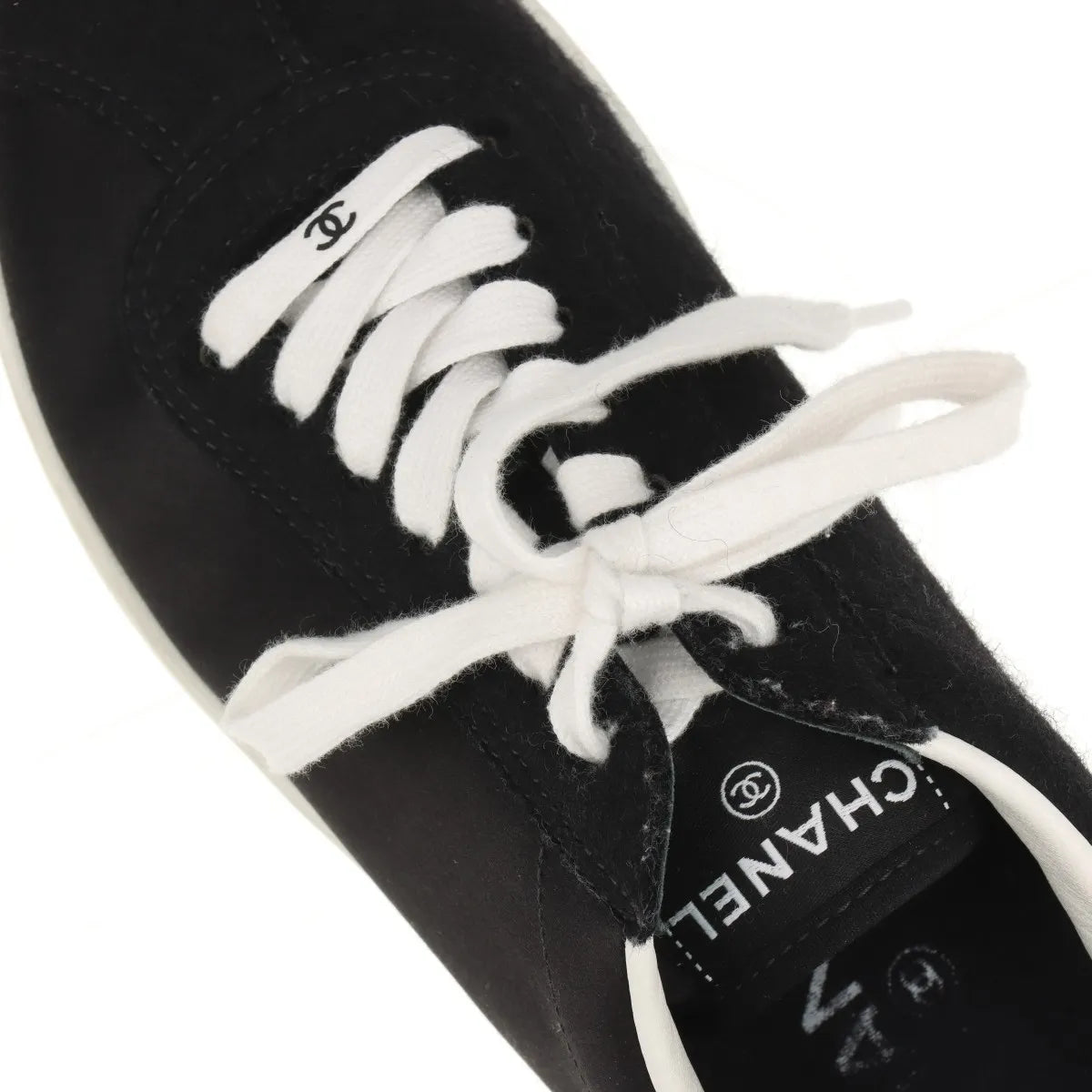 Chanel CC Logo Satin Sneakers Black