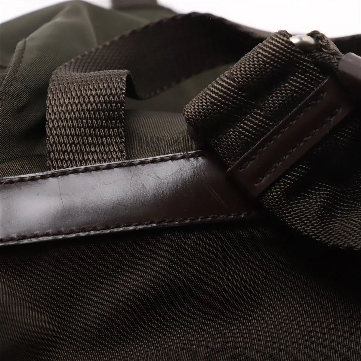 Prada Tessuto Nylon Leather Backpack Khaki