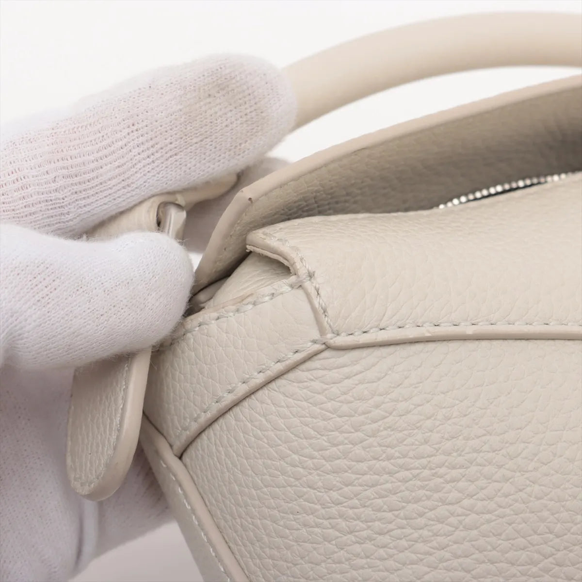 Loewe Mini Puzzle Leather Shoulder Bag White