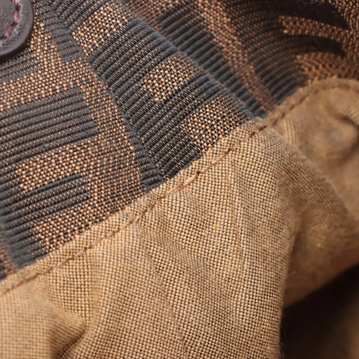 Fendi Zucca Canvas Leather Shoulder Bag Brown