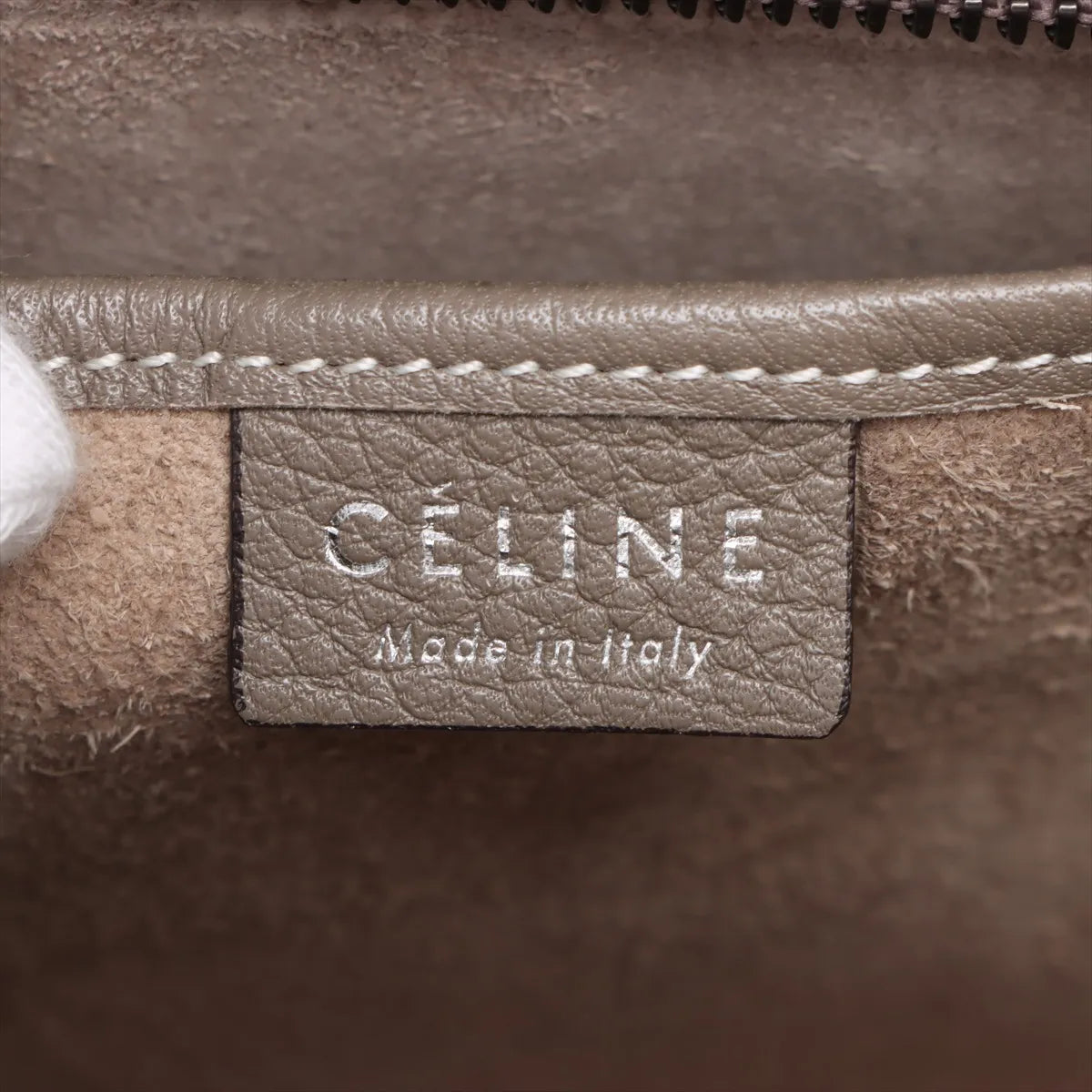 Celine Luggage Nano Shopper Leather Two-Way Handbag Greige