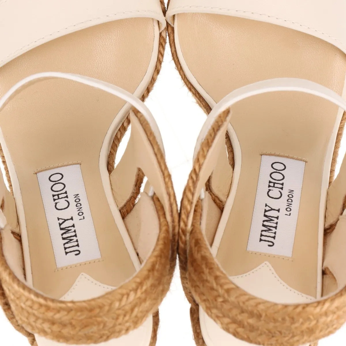 Jimmy Choo Strap Espadrilles Wedge Sandal Ivory
