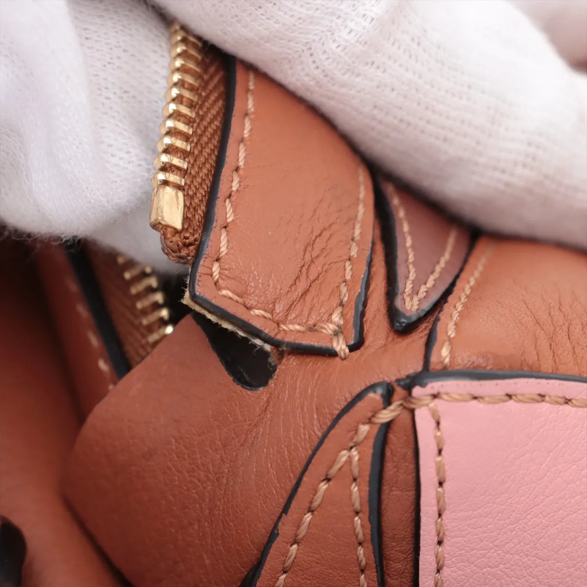 Loewe Mini Puzzle Two-Way Shoulder Bag Brown x Pink