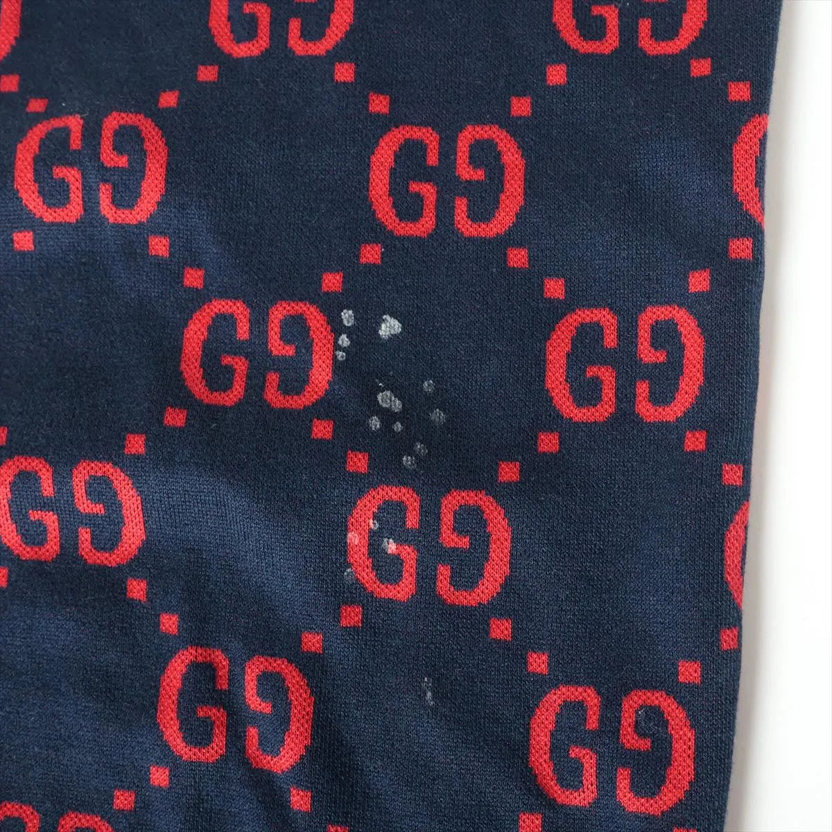 Gucci GG Jacquard Cotton Track Pants Navy Blue x Red