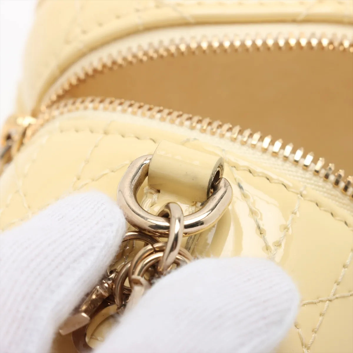 Christian Dior Micro Cannage Patent Leather Vanity Bag Yellow