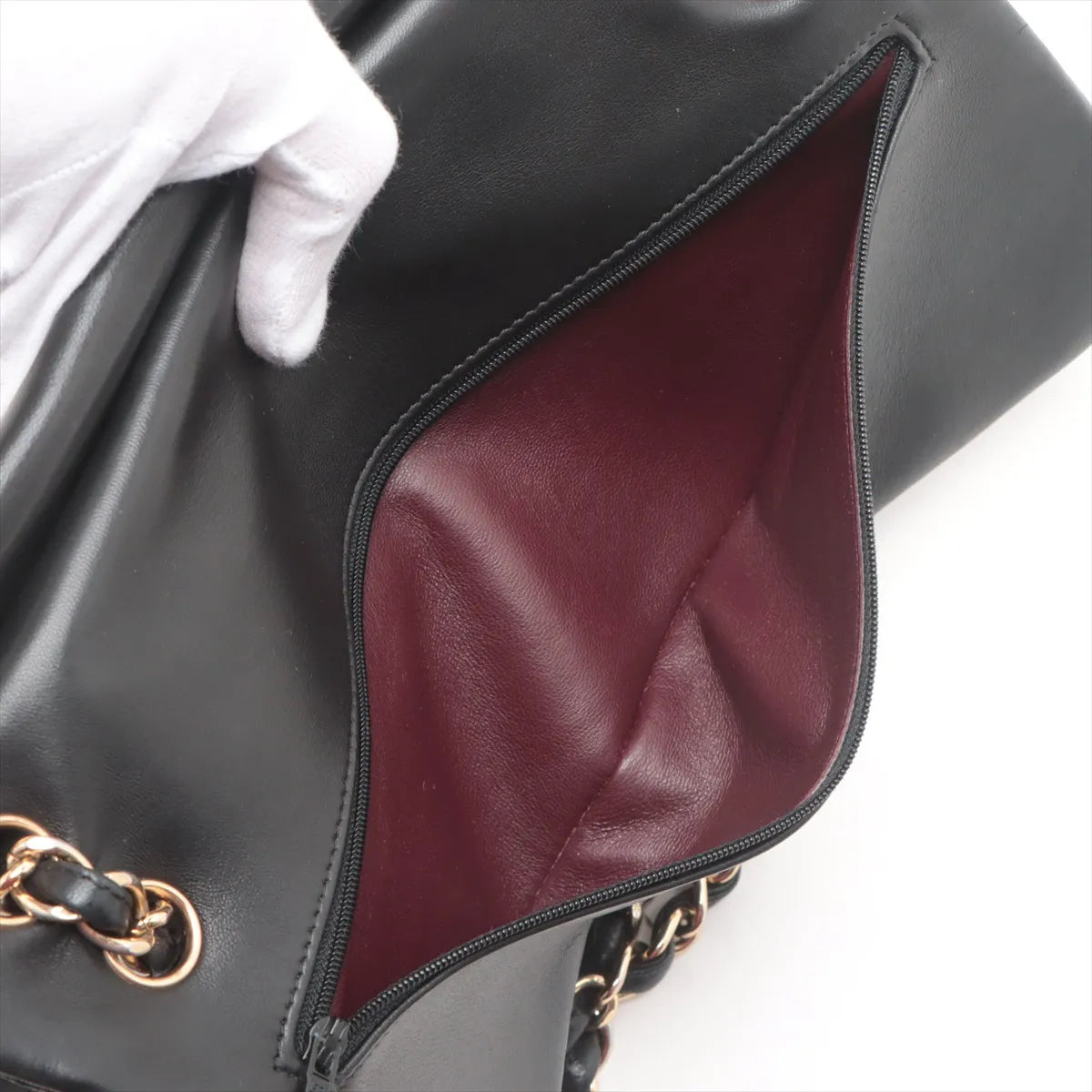 Chanel Dekamatrasse 30 Large Lambskin Double Flap Double Chain Bag Black