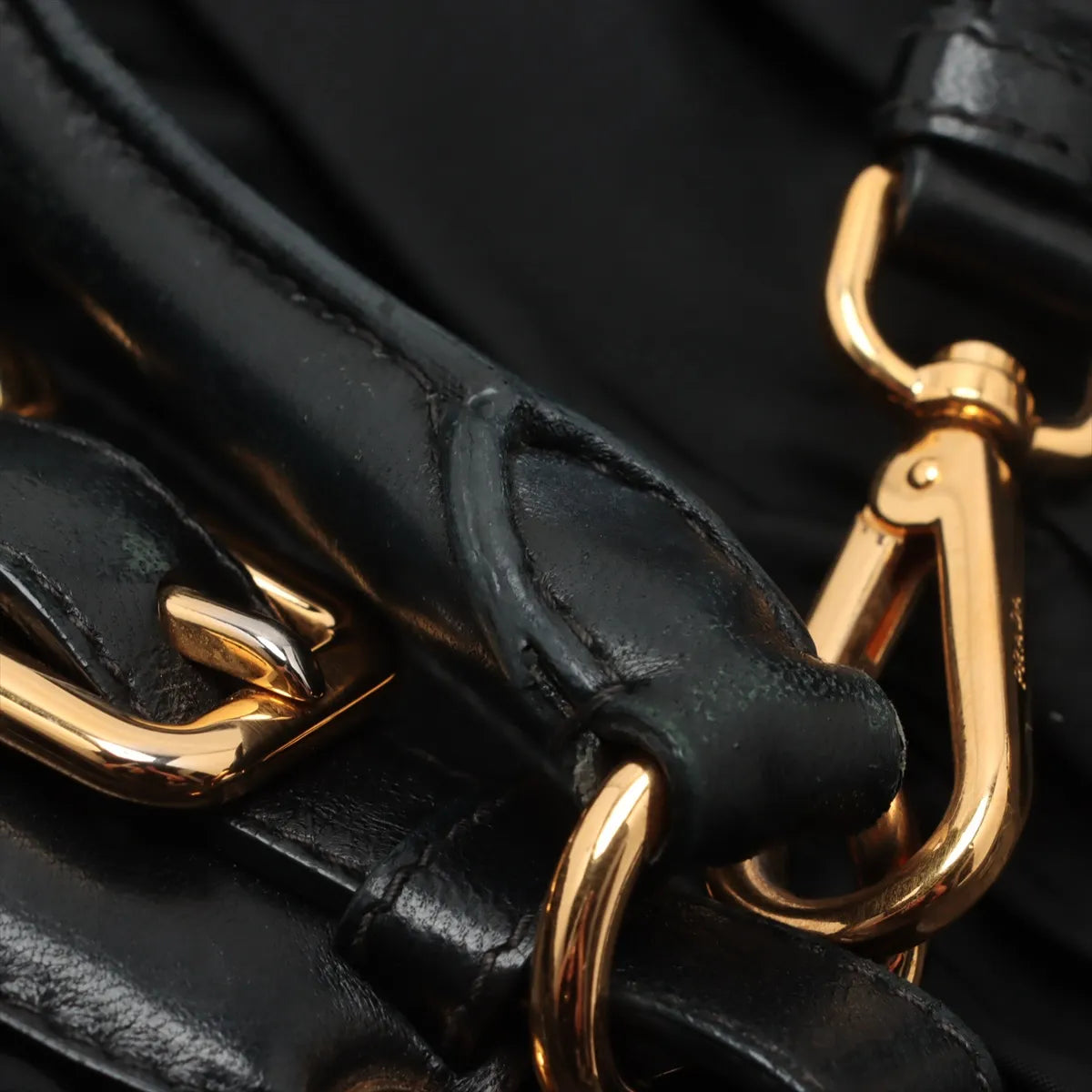 Prada Tessuto Gaufre Nylon Leather Two-Way Handbag Black