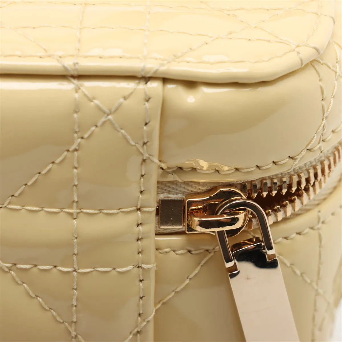 Christian Dior Micro Cannage Patent Leather Vanity Bag Yellow