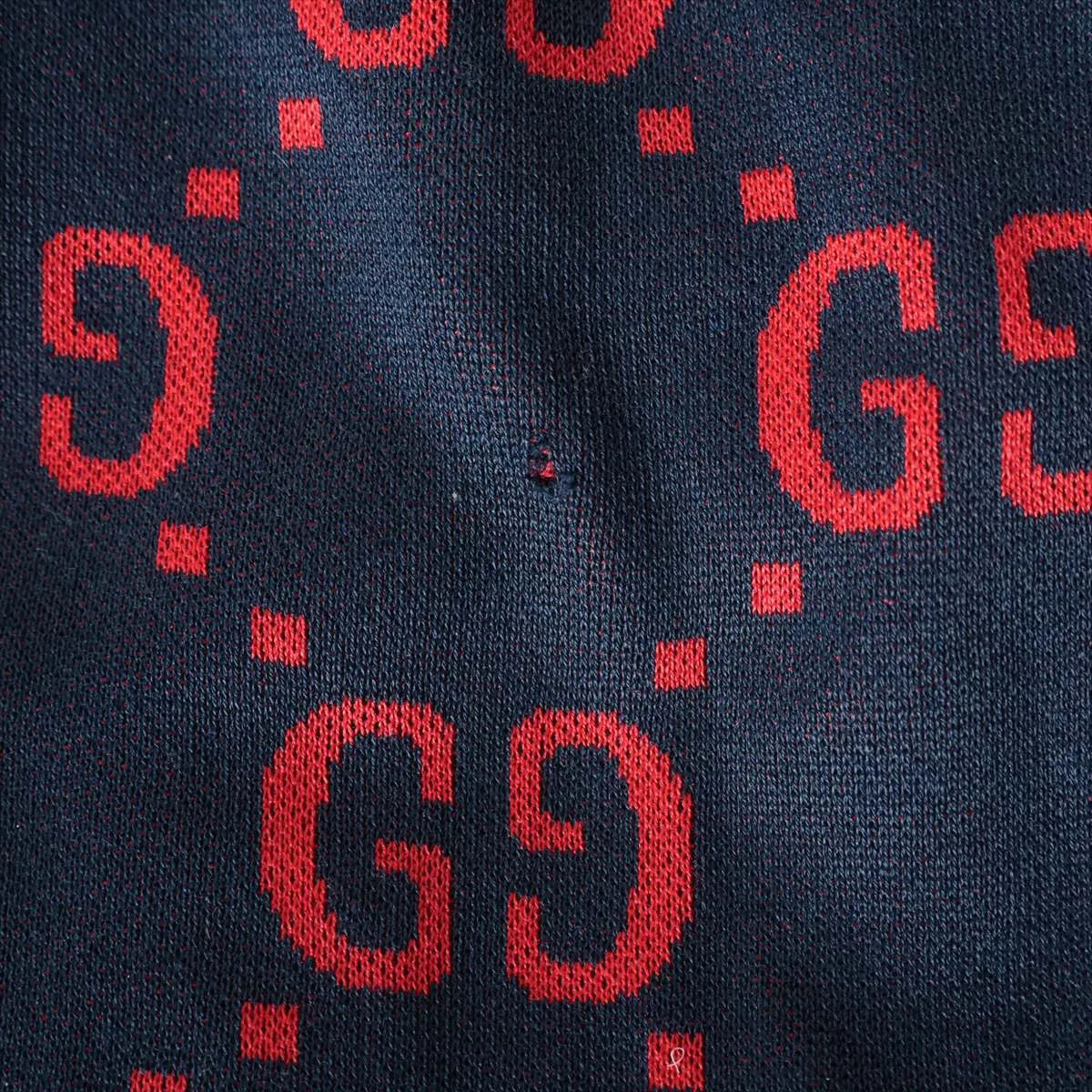 Gucci GG Jacquard Cotton Track Pants Navy Blue x Red