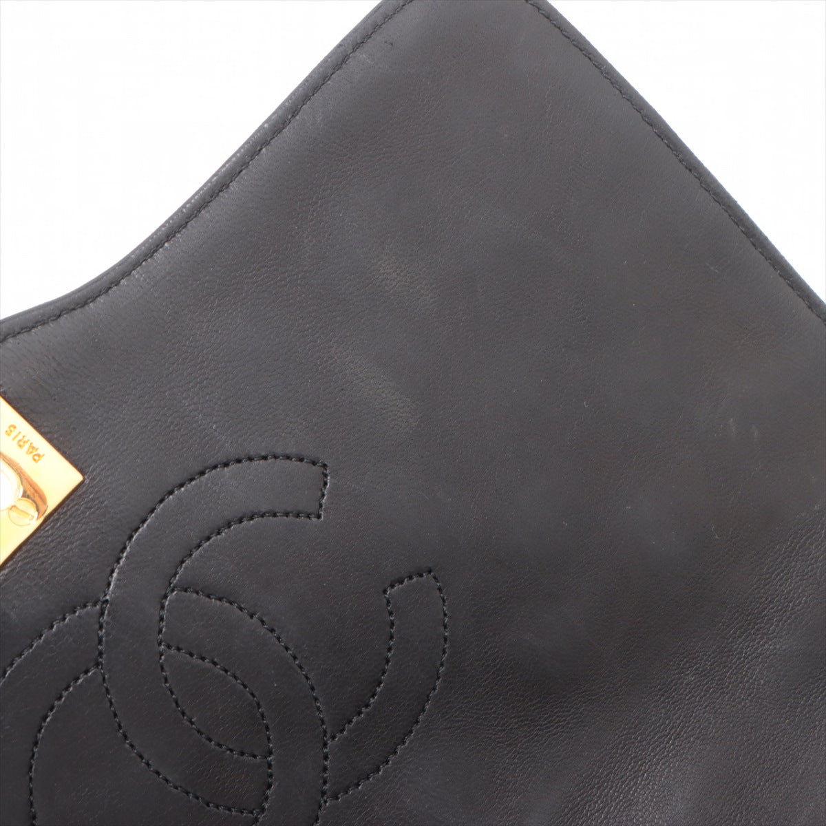 Chanel CC Logo Matelasse Lambskin Chain Shoulder Bag Black