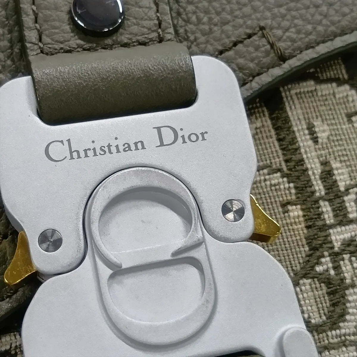Christian Dior Oblique Saddle Mini Canvas Leather Messenger Bag Khaki