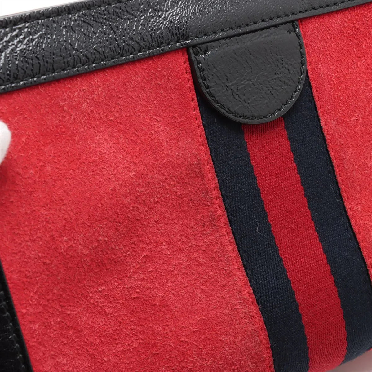 Gucci GG Logo Ophidia Suede Leather Chain Shoulder Bag Red