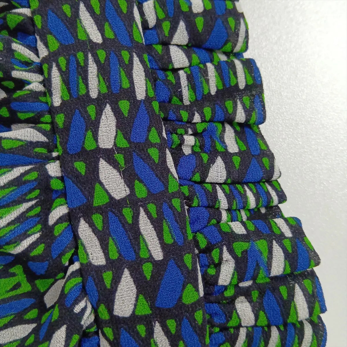 Louis Vuitton Silk Long Sleeve Dress Green x Blue