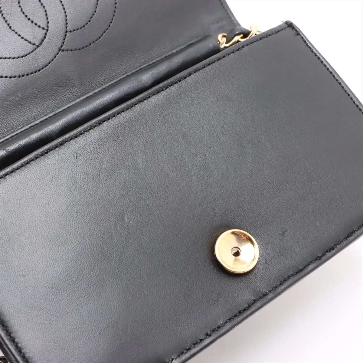 Chanel CC Logo Matelasse Lambskin Chain Shoulder Bag Black