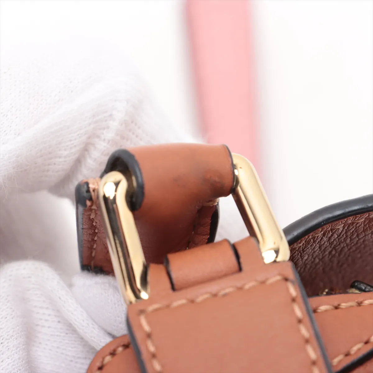 Loewe Mini Puzzle Two-Way Shoulder Bag Brown x Pink