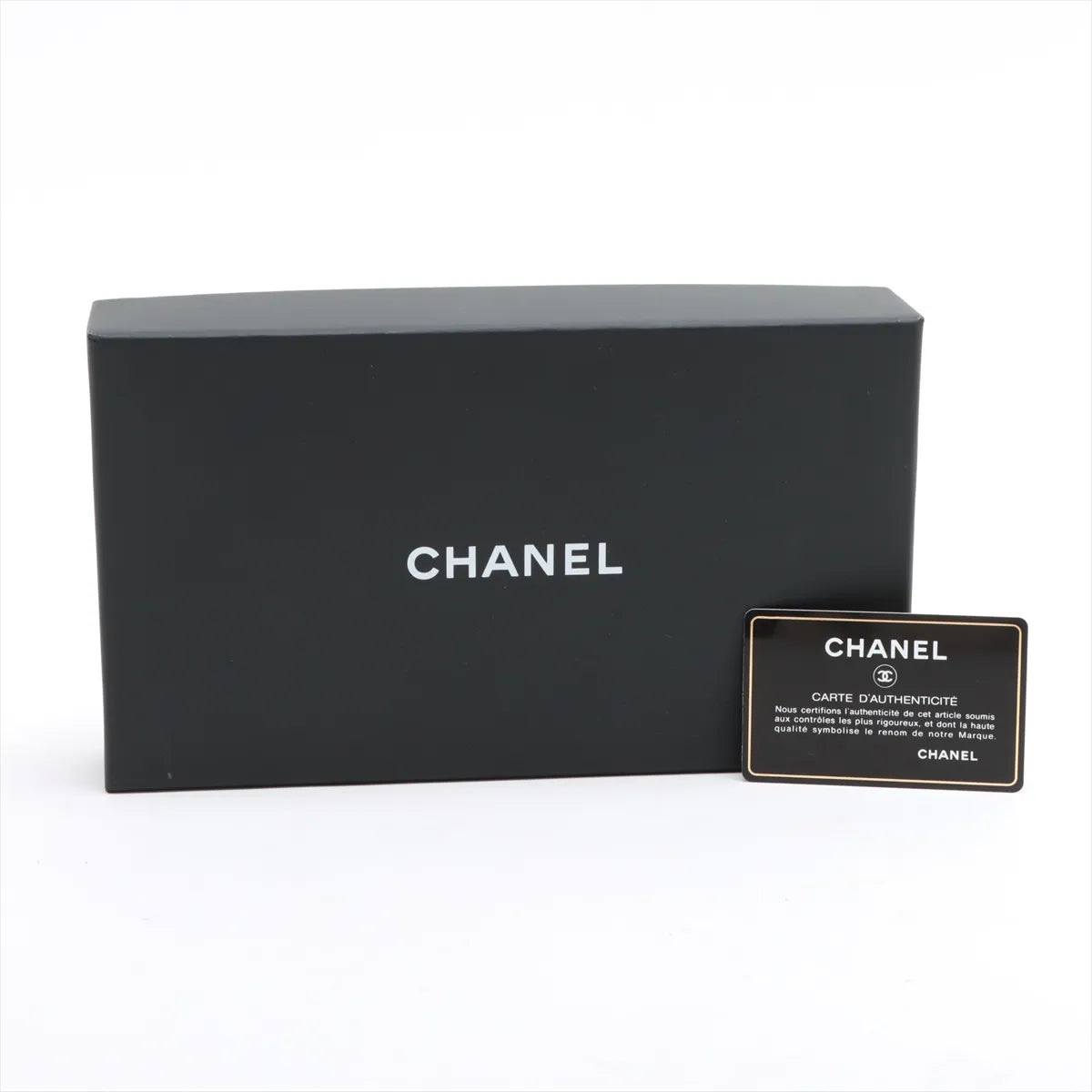Chanel Boy CC Logo Caviar Skin Chain Zippy Two-Way Wallet Black