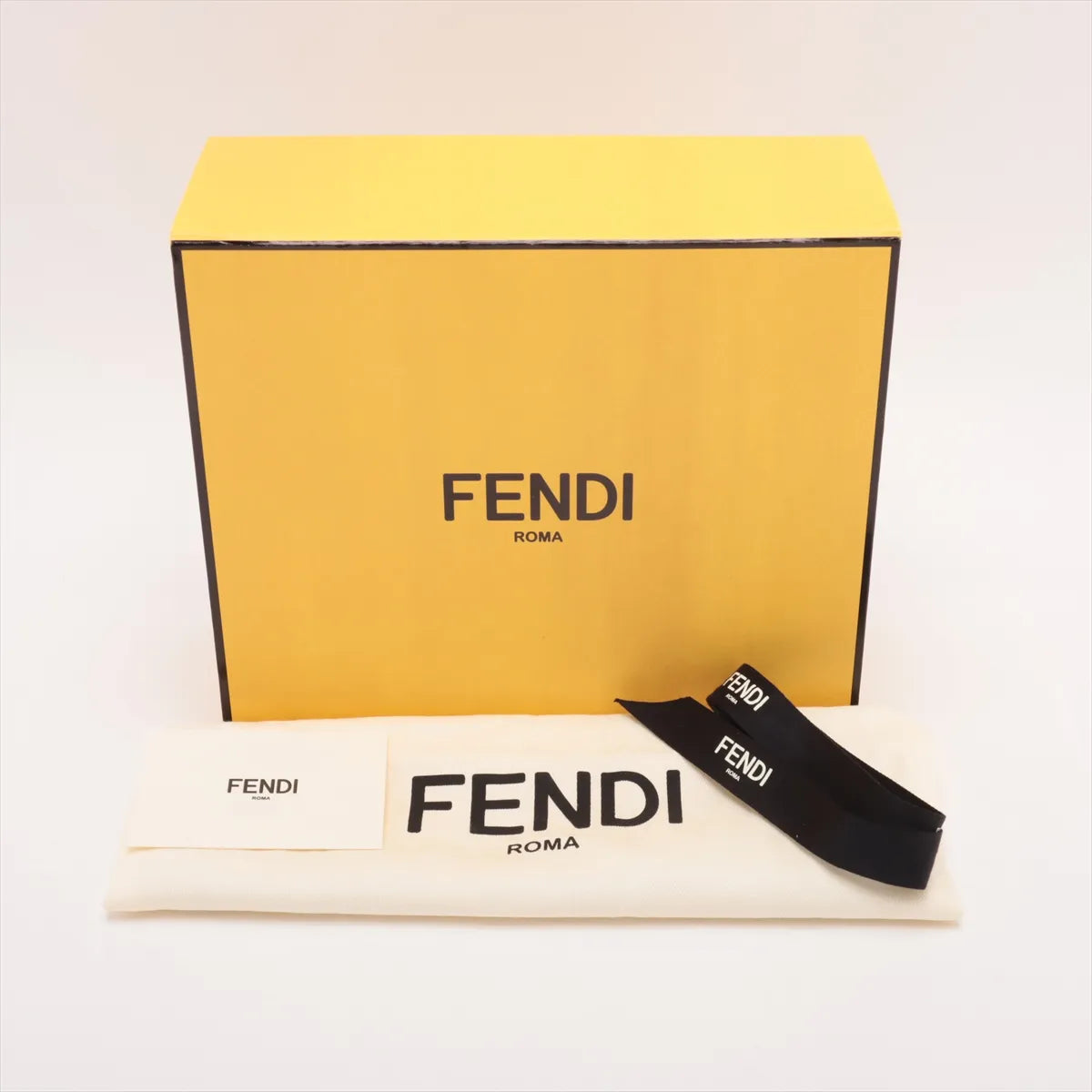 Fendi FF Logo Mini Leather Two-Way Shoulder Bag Brown