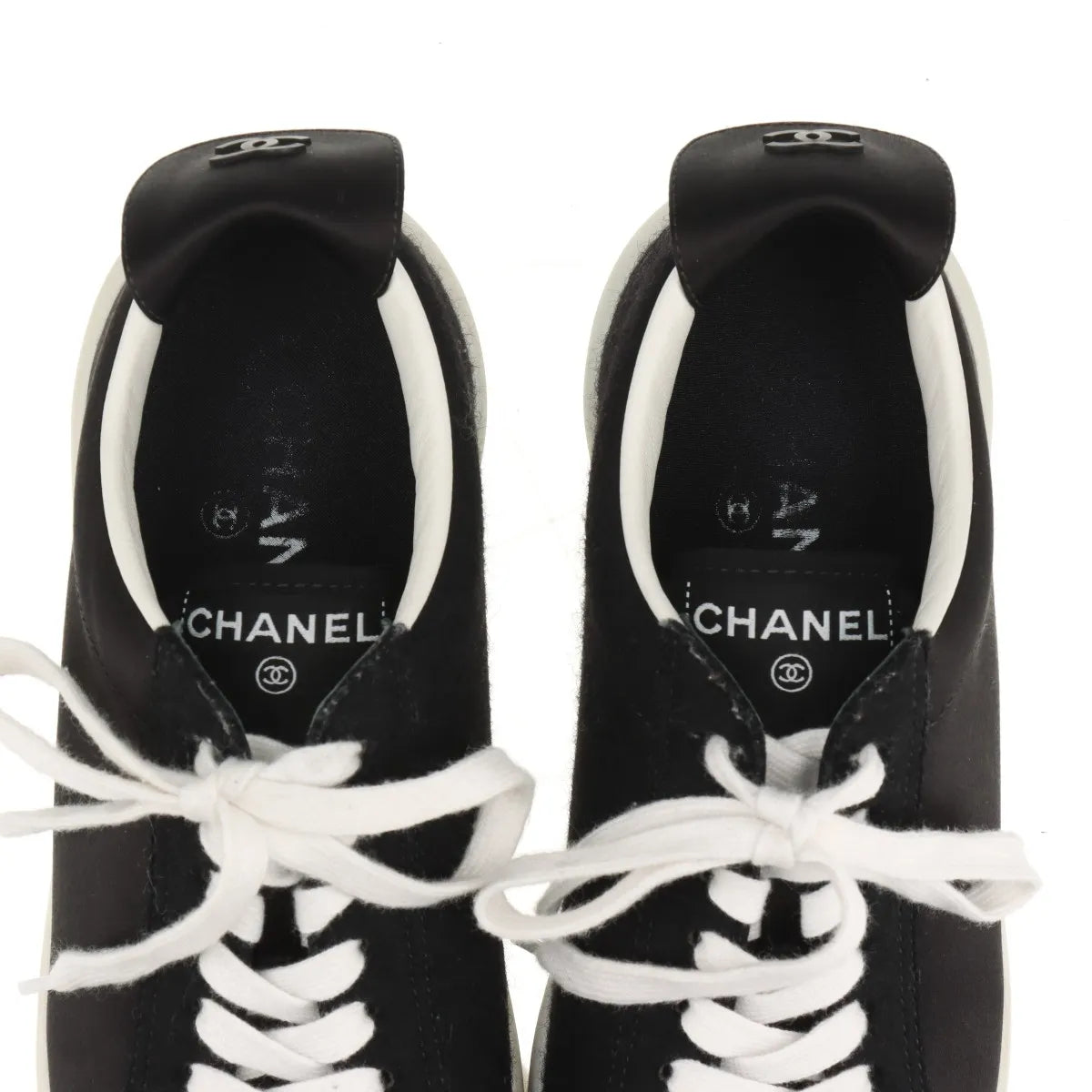 Chanel CC Logo Satin Sneakers Black