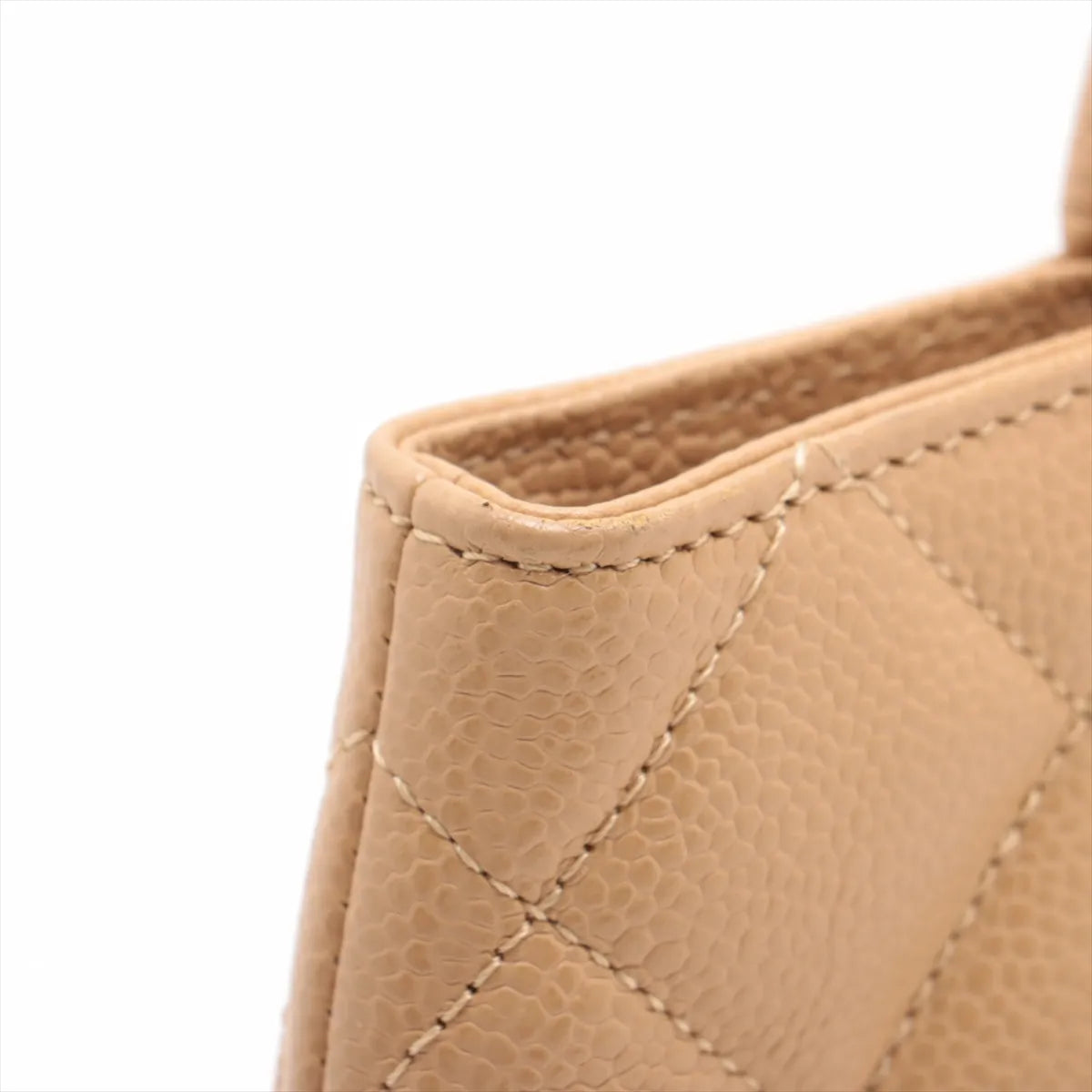 Chanel CC Logo Re-release Caviar Skin Tote Bag Beige